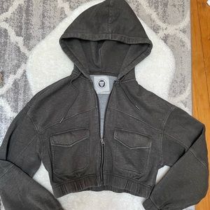 Urban Outfitters Black Cropped Hoodie